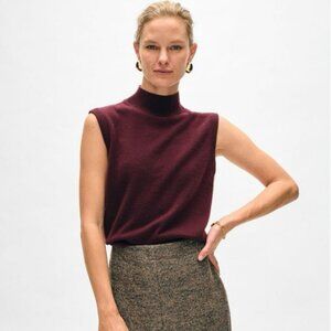 Charter Club 100% Cashmere Sleeveless Turtleneck Sweater Womens Size L Burgundy